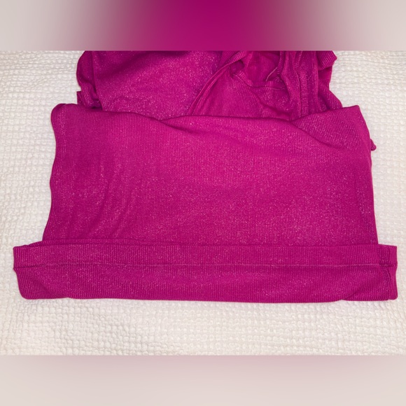 SKIMS Pink Soft Lounge Shimmer Maxi Dress in Fuchsia Foil Magenta  - Size Large - Picture 7 of 16